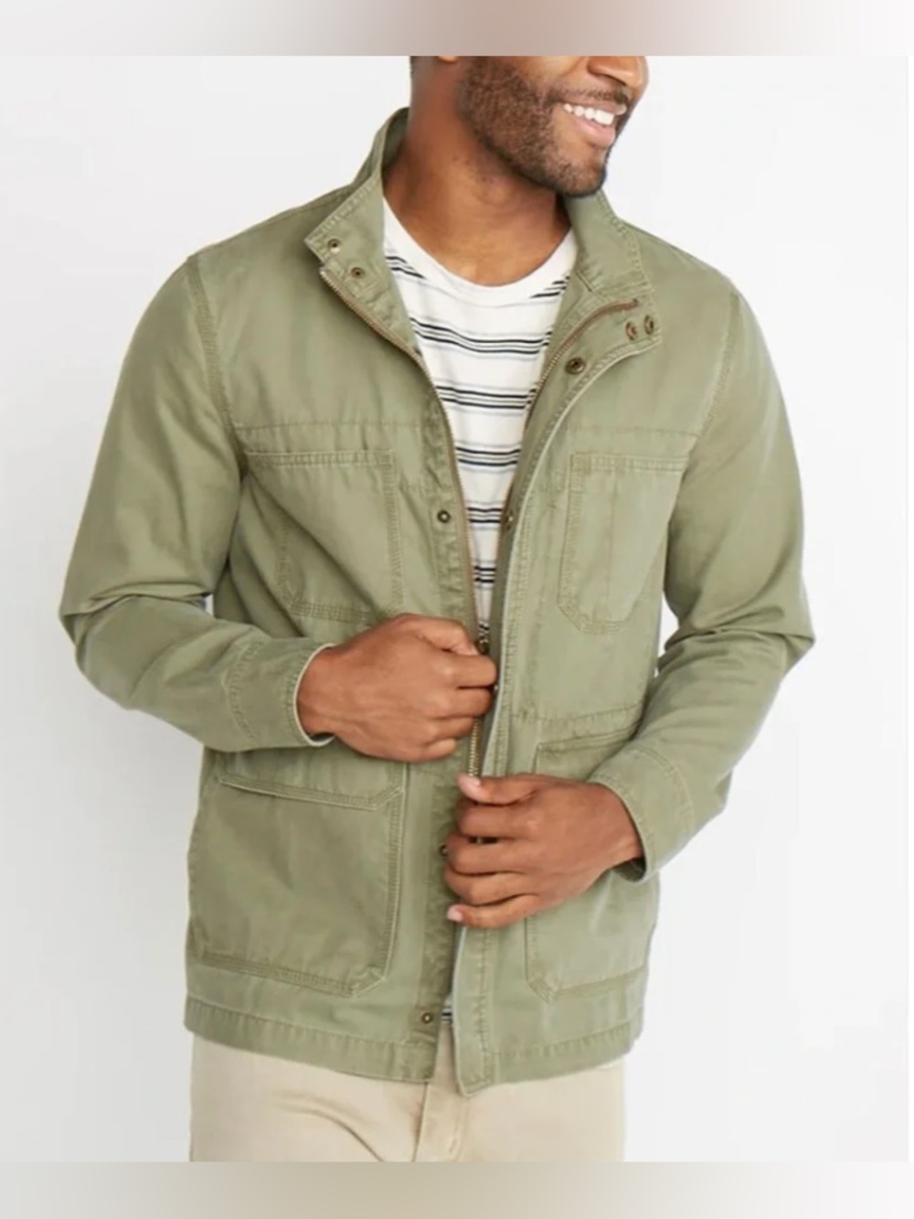 Marine Layer Men's Hoover Utility Field Jacket Faded Olive Size Large